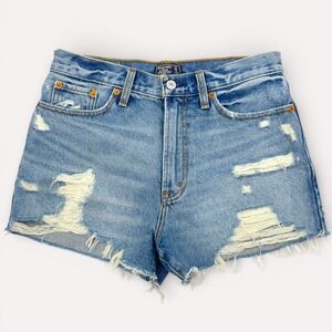 Abercrombie & Fitch Annie High Rise Shorts Womens 27 Distressed Frayed Denim NWT